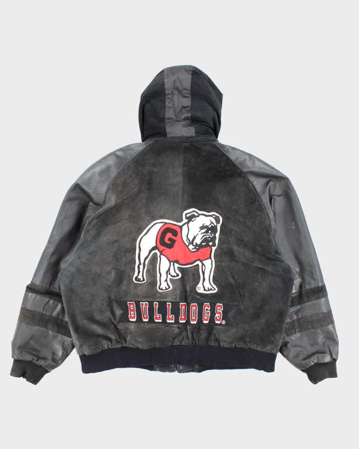 Vintage 90's Georgia Bulldogs Sports Heavyweight Hooded Leather Jacket - XL