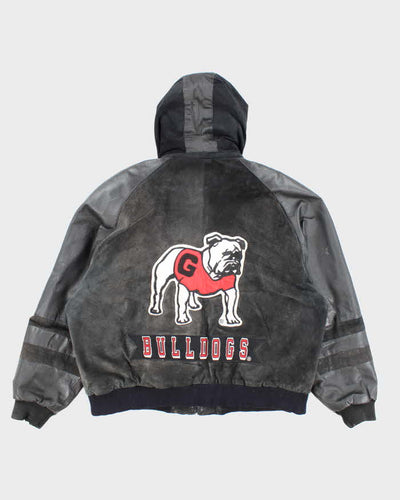 Vintage 90's Georgia Bulldogs Sports Heavyweight Hooded Leather Jacket - XL