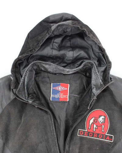 Vintage 90's Georgia Bulldogs Sports Heavyweight Hooded Leather Jacket - XL