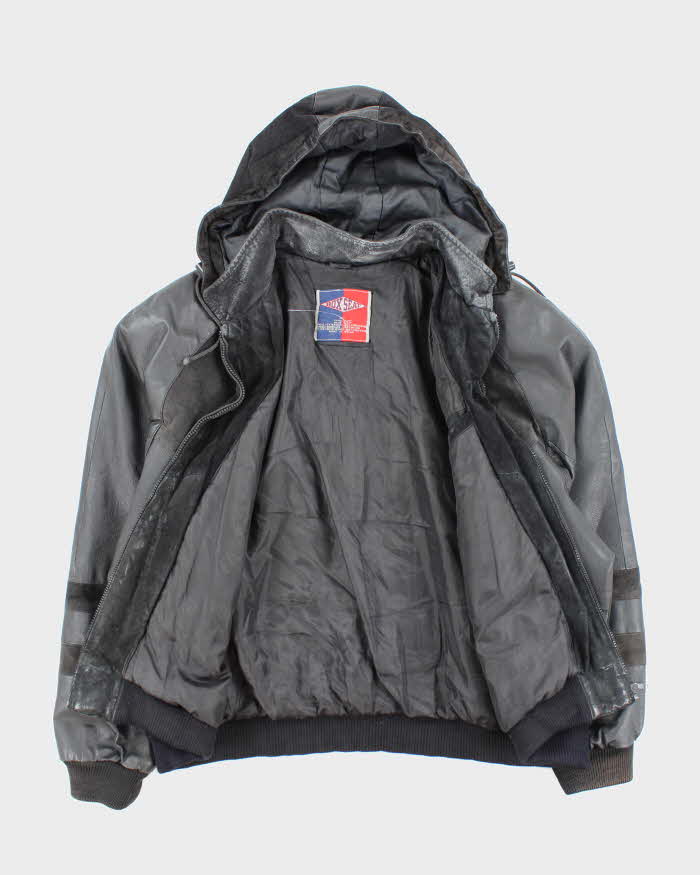 Vintage 90's Georgia Bulldogs Sports Heavyweight Hooded Leather Jacket - XL