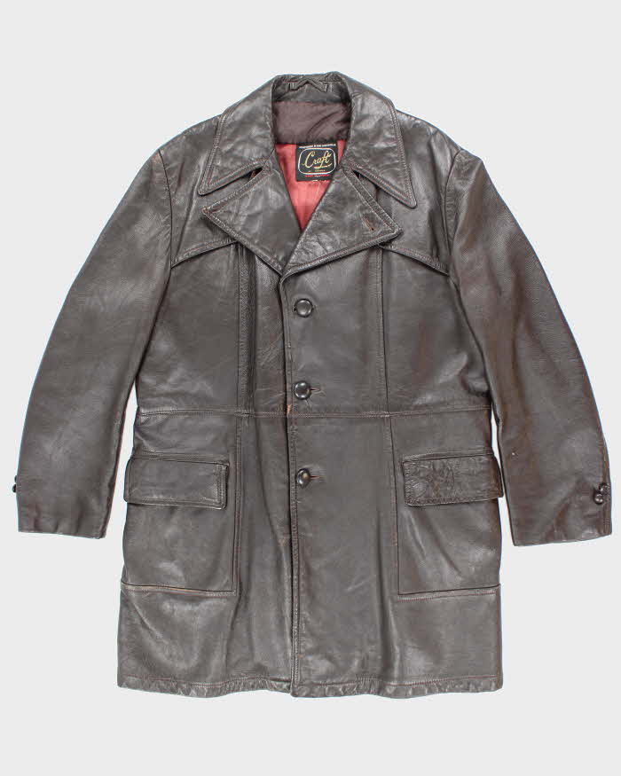 Vintage 70s Craft Of Canada Brown Leather Jacket - XL