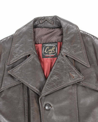 Vintage 70s Craft Of Canada Brown Leather Jacket - XL