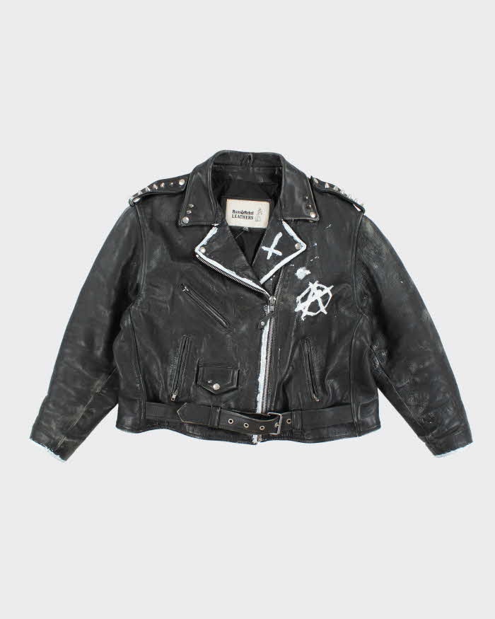 Vintage 90's Heavyweight Punk Style Leather Biker Jacket - XL