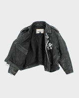 Vintage 90's Heavyweight Punk Style Leather Biker Jacket - XL