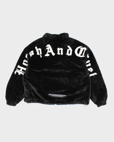 Harsh And Cruel Black Faux Fur Bomber Jacket - S