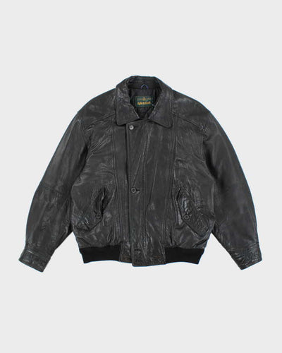 Vintage 80's Lyle & Scott Heavyweight Leather Bomber Jacket - M