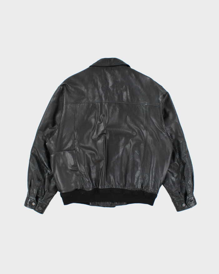 Vintage 80's Lyle &amp; Scott Heavyweight Leather Bomber Jacket - M