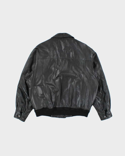 Vintage 80's Lyle & Scott Heavyweight Leather Bomber Jacket - M