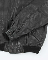 Vintage 80's Lyle &amp; Scott Heavyweight Leather Bomber Jacket - M
