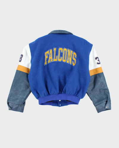 Vintage 80's Falcons Football Heavyweight Leather Varsity Jacket - M