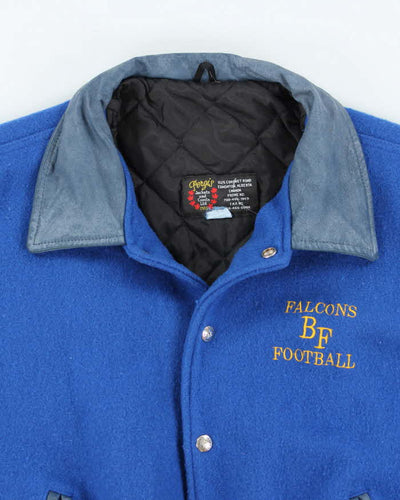 Vintage 80's Falcons Football Heavyweight Leather Varsity Jacket - M