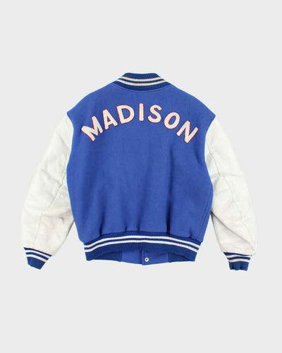 Vintage 70's Mad High Embroidered Heavyweight Leather Varsity Jacket - M