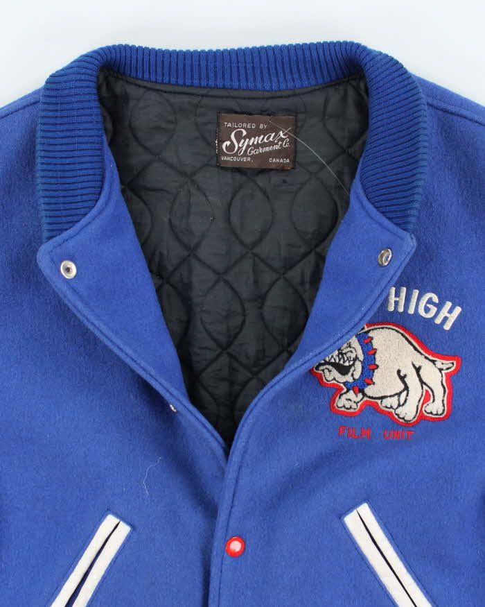 Vintage 70's Mad High Embroidered Heavyweight Leather Varsity Jacket - M