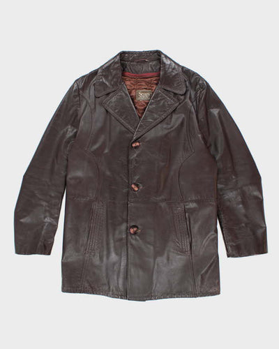 Vintage 70's Sears Button Up Double Breasted Leather Jacket - L