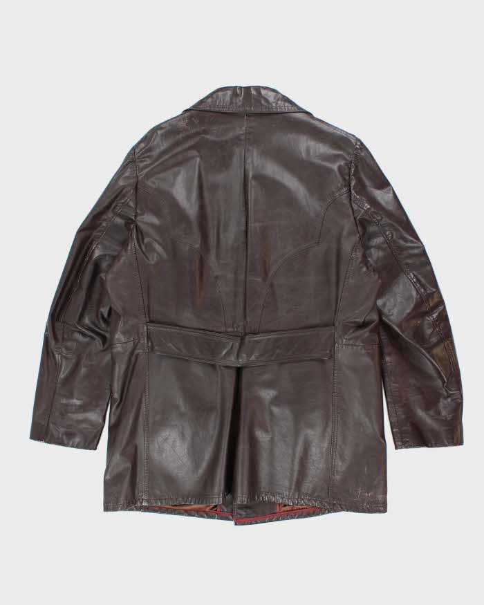 Vintage 70's Sears Button Up Double Breasted Leather Jacket - L