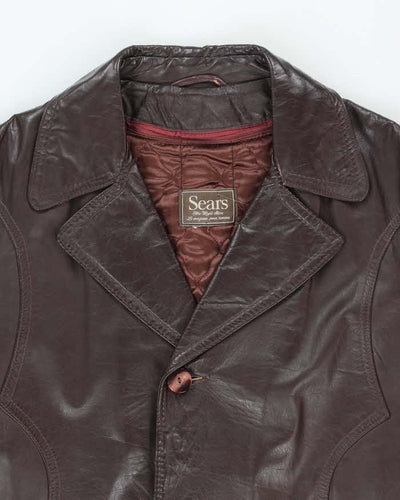 Vintage 70's Sears Button Up Double Breasted Leather Jacket - L