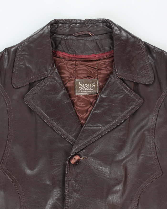 Vintage 70's Sears Button Up Double Breasted Leather Jacket - L
