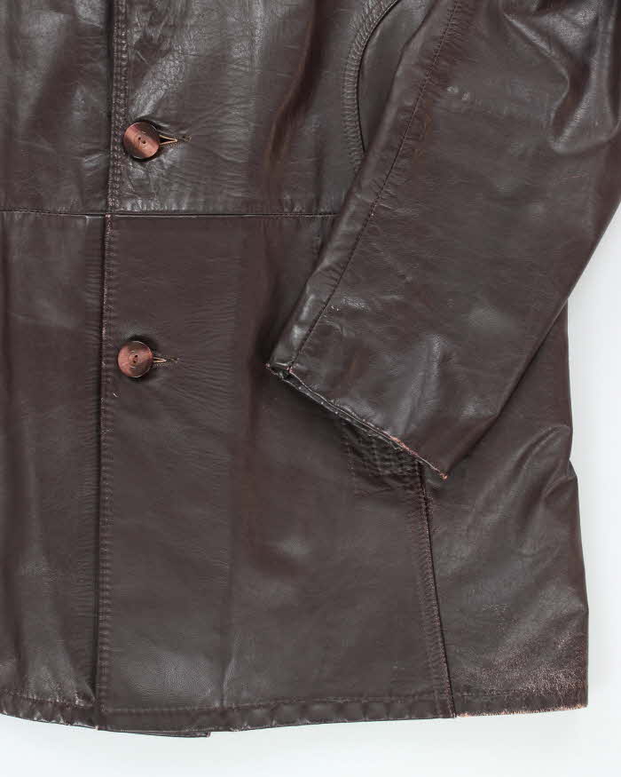 Vintage 70's Sears Button Up Double Breasted Leather Jacket - L