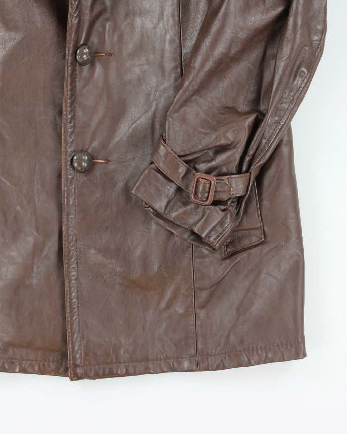 Vintage 70's Sears Double Breasted Button Up Leather Jacket - M