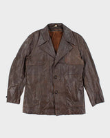 Vintage 70's Heavyweight Lined Double Breasted Button Up Leather Jacket - L
