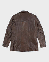 Vintage 70's Heavyweight Lined Double Breasted Button Up Leather Jacket - L