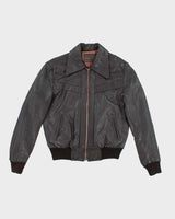 Vintage 80's Cropped Leather Sports Jacket - M