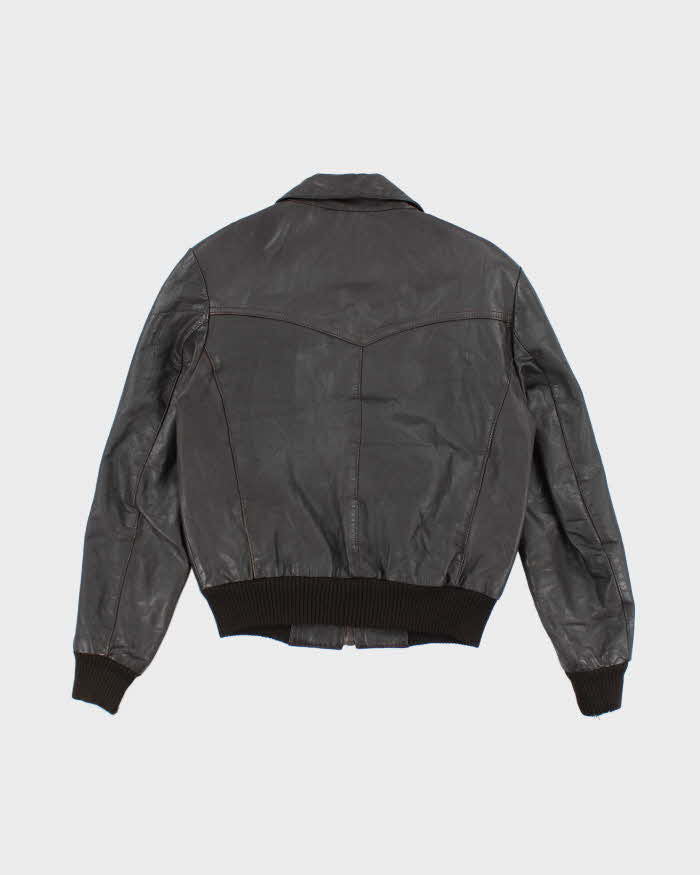 Vintage 80's Cropped Leather Sports Jacket - M