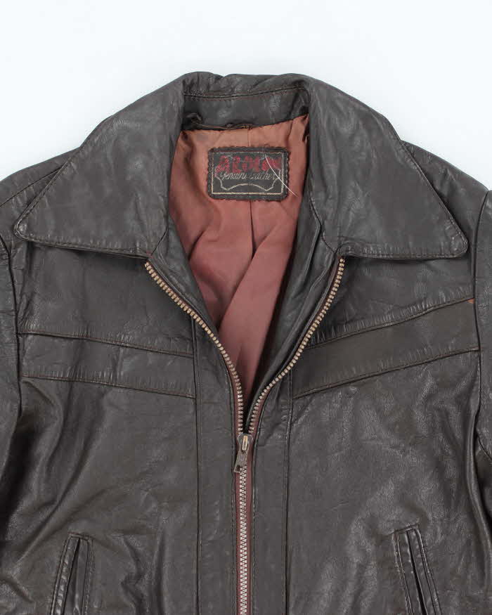 Vintage 80's Cropped Leather Sports Jacket - M