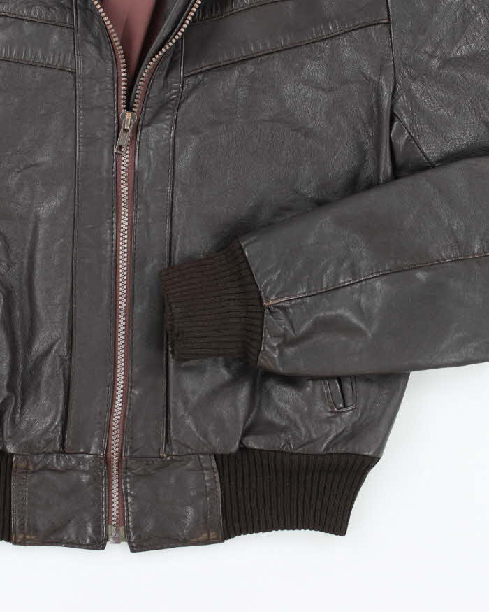 Vintage 80's Cropped Leather Sports Jacket - M