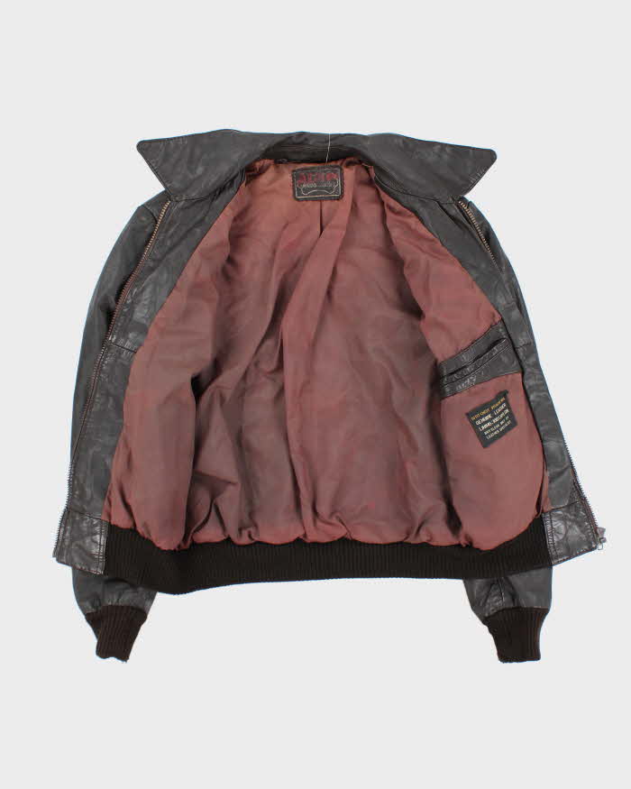 Vintage 80's Cropped Leather Sports Jacket - M