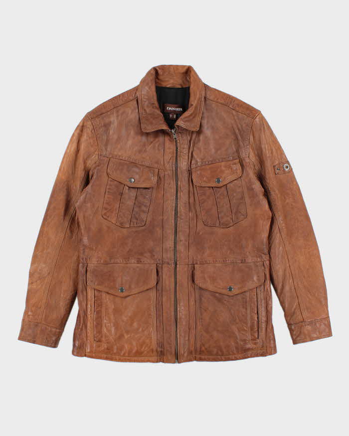 Vintage 90's Danier Heavyweight Multi Pocket Leather Jacket - M