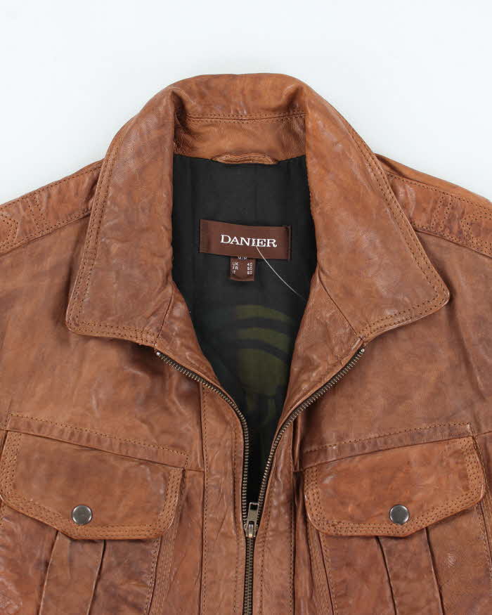 Vintage 90's Danier Heavyweight Multi Pocket Leather Jacket - M