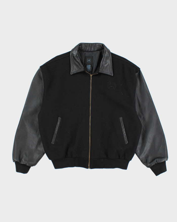 Vintage 2000's ID Honda Embroidered Leather Varsity Jacket - L