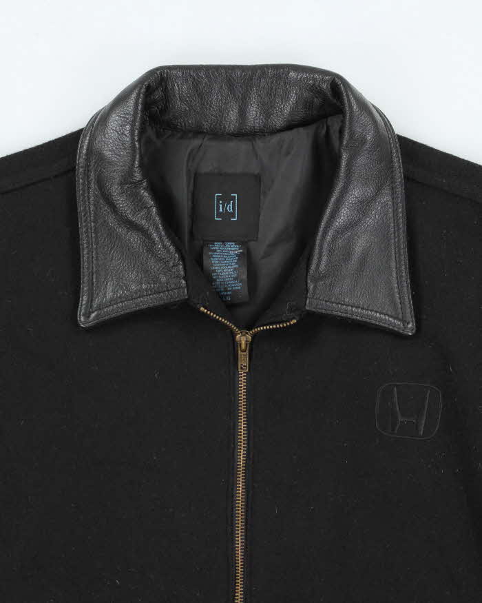 Vintage 2000's ID Honda Embroidered Leather Varsity Jacket - L