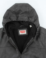 Vintage 2000's Levi's Leather Hooded Insulated Jacket - L