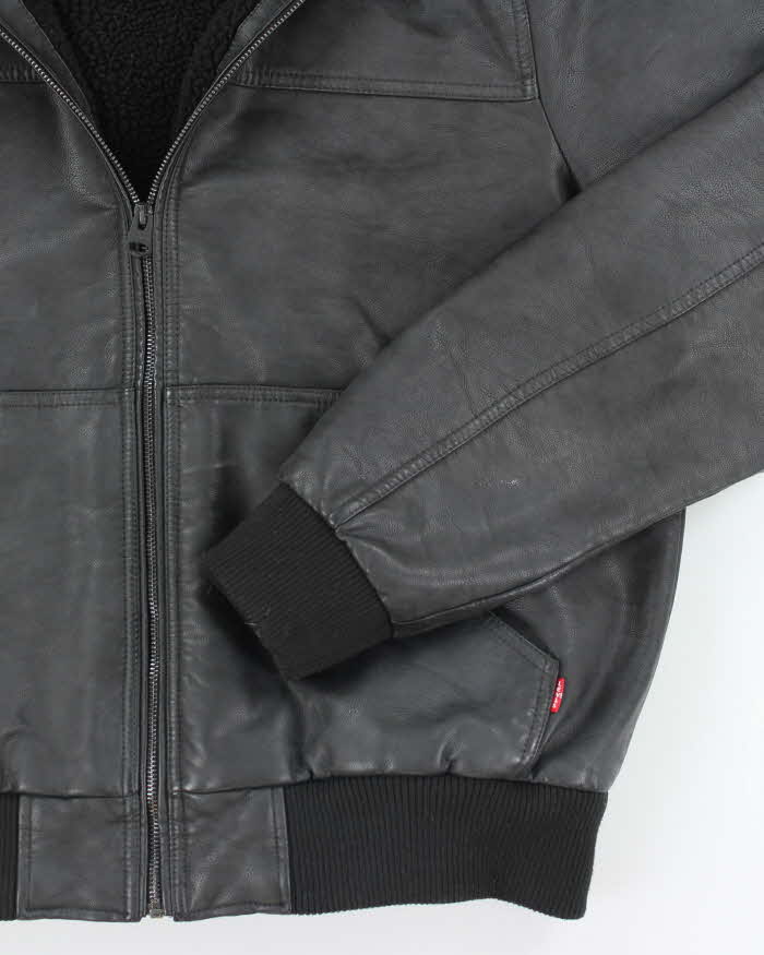 Vintage 2000's Levi's Leather Hooded Insulated Jacket - L