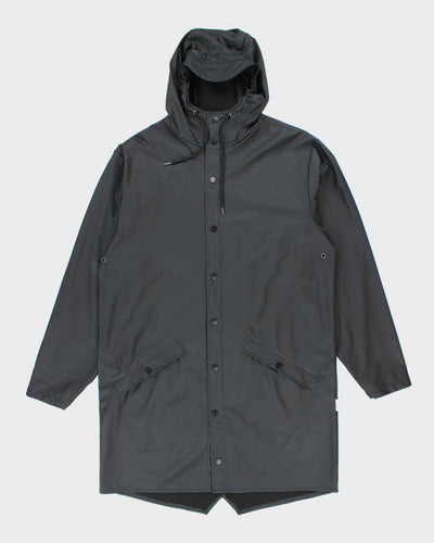Vintage Rains Black Hooded Waterproof Jacket - S/M
