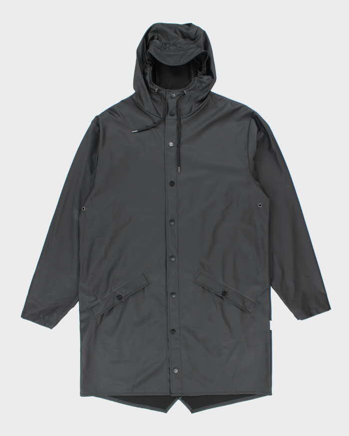 Vintage Rains Black Hooded Waterproof Jacket - S/M