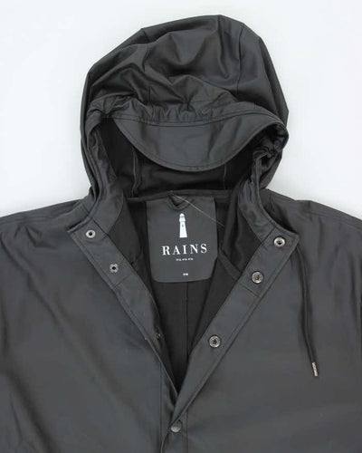 Vintage Rains Black Hooded Waterproof Jacket - S/M