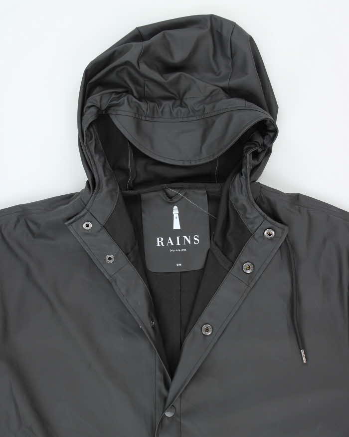 Vintage Rains Black Hooded Waterproof Jacket - S/M
