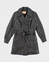 Vintage 70s Dark Brown Lined Leather Jacket - M