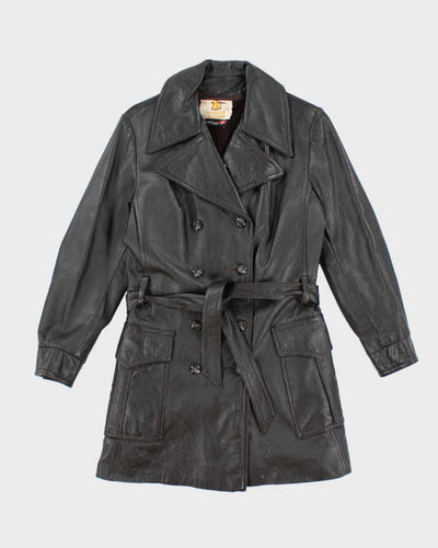 Vintage 70s Dark Brown Lined Leather Jacket - M