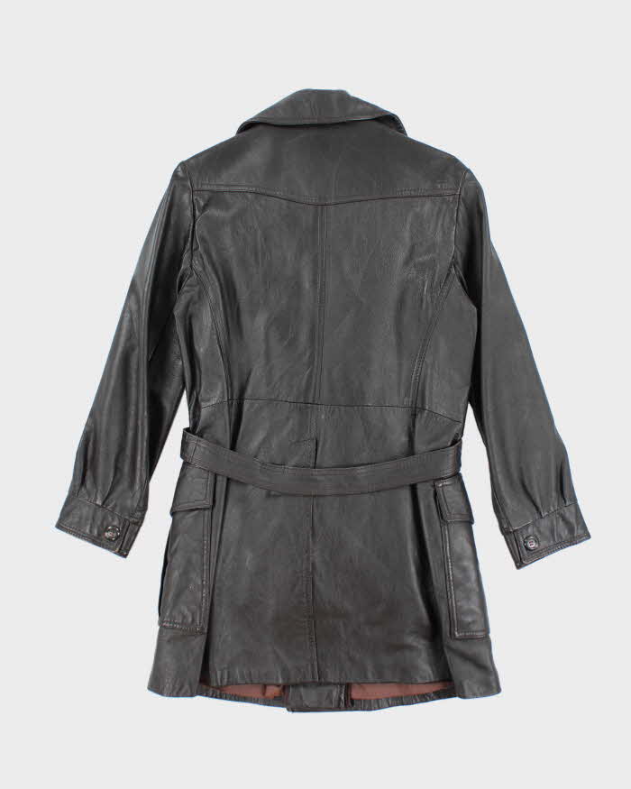 Vintage 70s Dark Brown Lined Leather Jacket - M