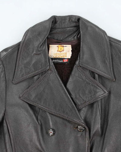Vintage 70s Dark Brown Lined Leather Jacket - M