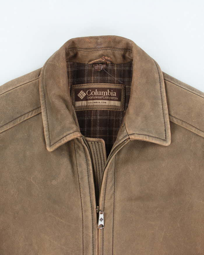 Vintage 90's Columbia Heavyweight Zip Leather Jacket - L