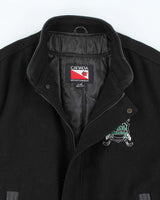 Vintage 90's Heavyweight Embroidered Leather Varsity Jacket - XL