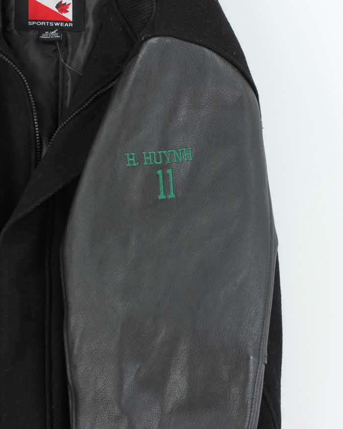 Vintage 90's Heavyweight Embroidered Leather Varsity Jacket - XL