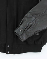 Vintage 90's Heavyweight Embroidered Leather Varsity Jacket - XL