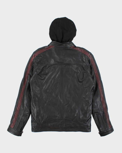 Vintage Y2K Danier Heavyweight Hooded Leather Jacket - S