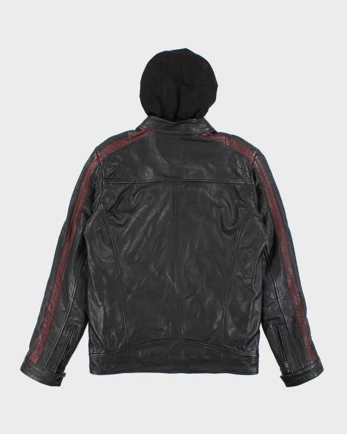 Vintage Y2K Danier Heavyweight Hooded Leather Jacket - S